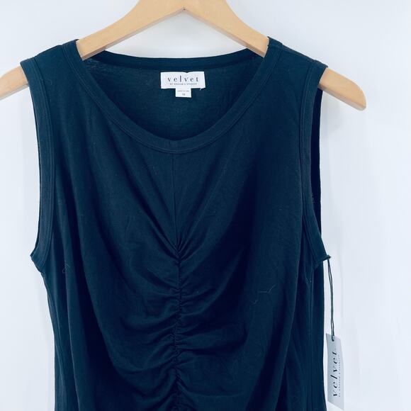 VELVET BY GRAHAM & SPENCER Aubrey Tank Top Size 1X Ruched Black NWT Plus Size - Picture 6 of 11